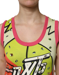 Dolce & Gabbana Multicolor Printed Crystal Embellishment Women's Top