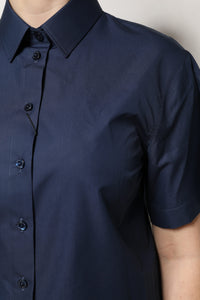 Dolce & Gabbana Blue Cotton Short Sleeves Button Down Women's Top