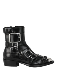 Alexander McQueen Womens Strappy Punk Ankle Boots