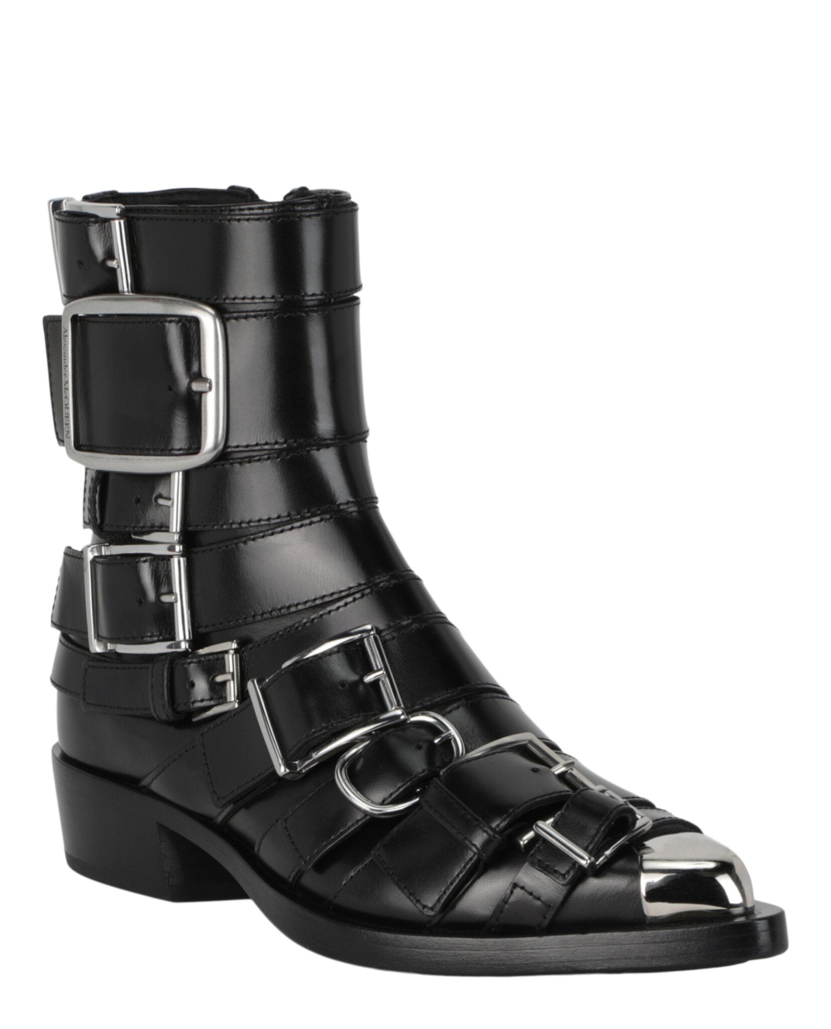Alexander McQueen Womens Strappy Punk Ankle Boots