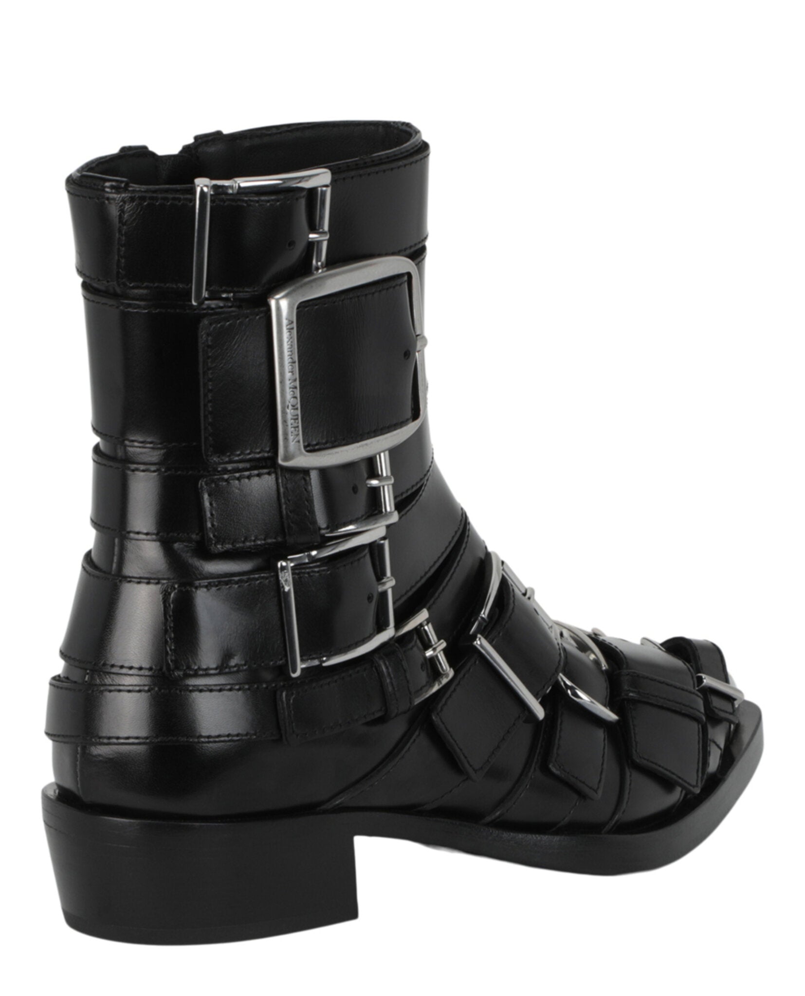 Alexander McQueen Womens Strappy Punk Ankle Boots