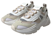 Dolce & Gabbana Sneakers White Beige Leather Sport DAYMASTER Women's Shoes