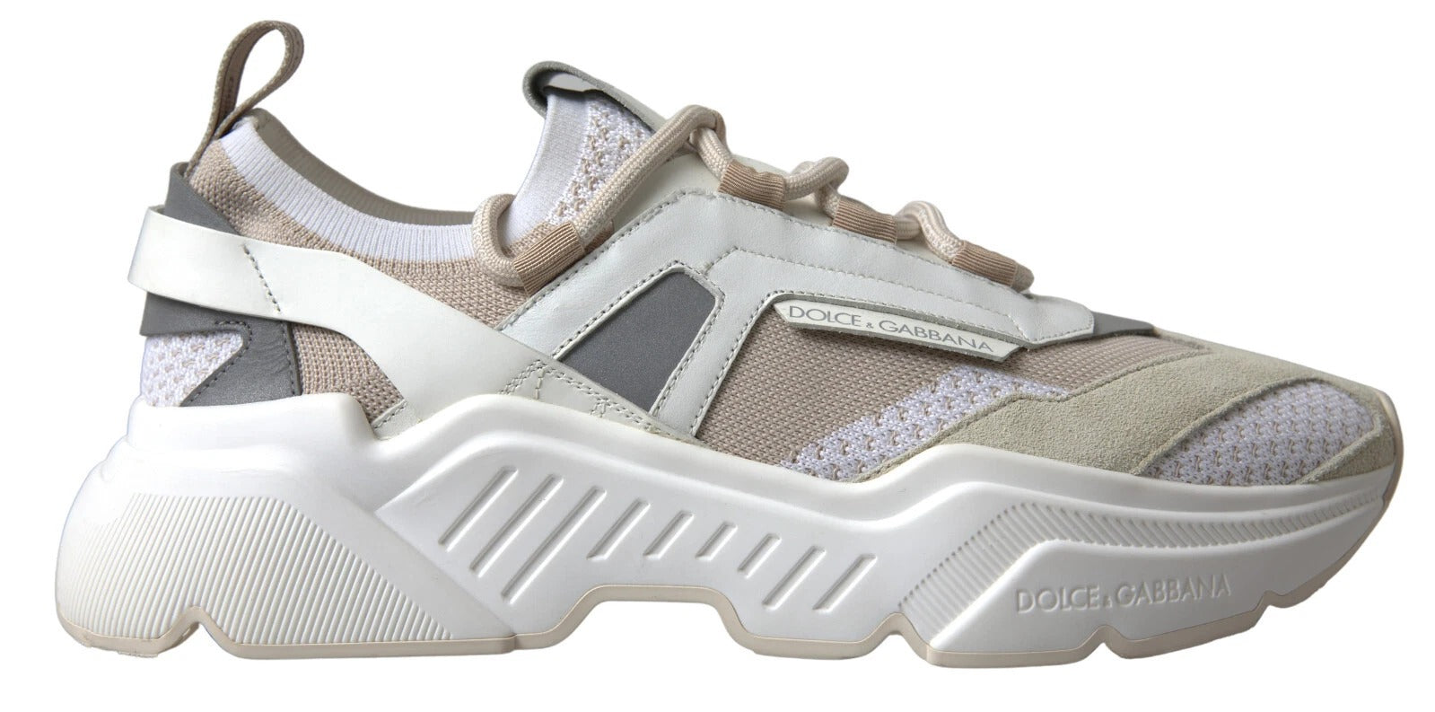 Dolce & Gabbana Sneakers White Beige Leather Sport DAYMASTER Women's Shoes