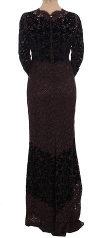 Dolce & Gabbana Purple Floral Lace Ricamo Maxi Women's Dress