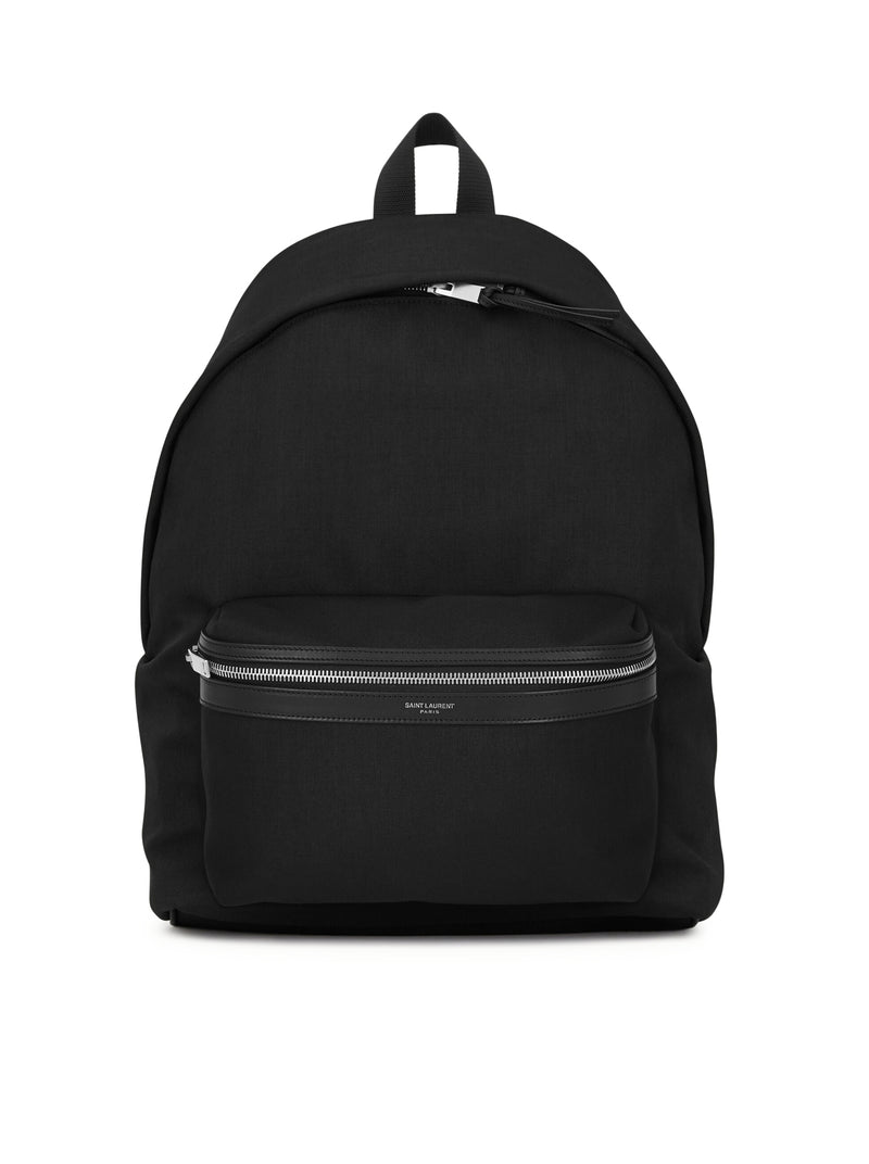 Saint Laurent Men City Backpack In Canvas, Nylon And Leather