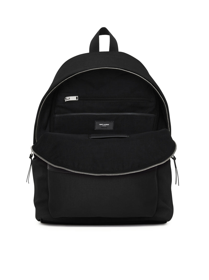 Saint Laurent Men City Backpack In Canvas, Nylon And Leather