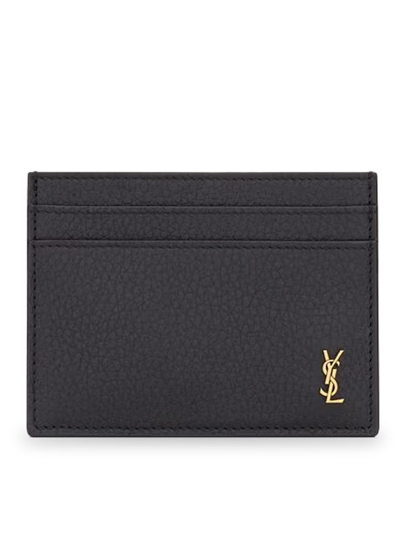 Saint Laurent Saint Laurent Men Tiny Cassandre Hammered Leather Card Holder