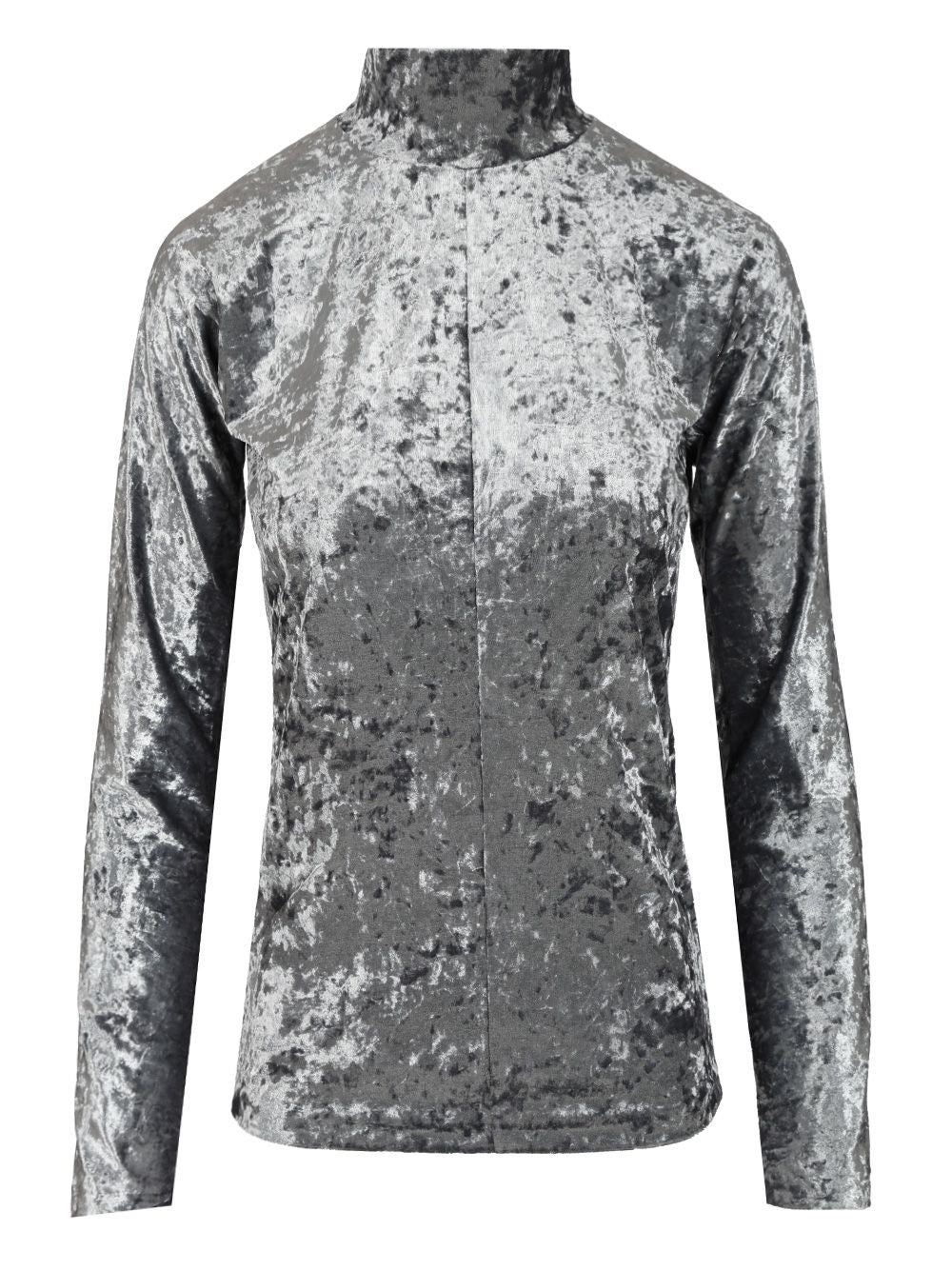 Forte_Forte Women Iridescent Stretch Velvet Turtleneck