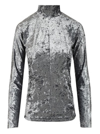 Forte_Forte Women Iridescent Stretch Velvet Turtleneck