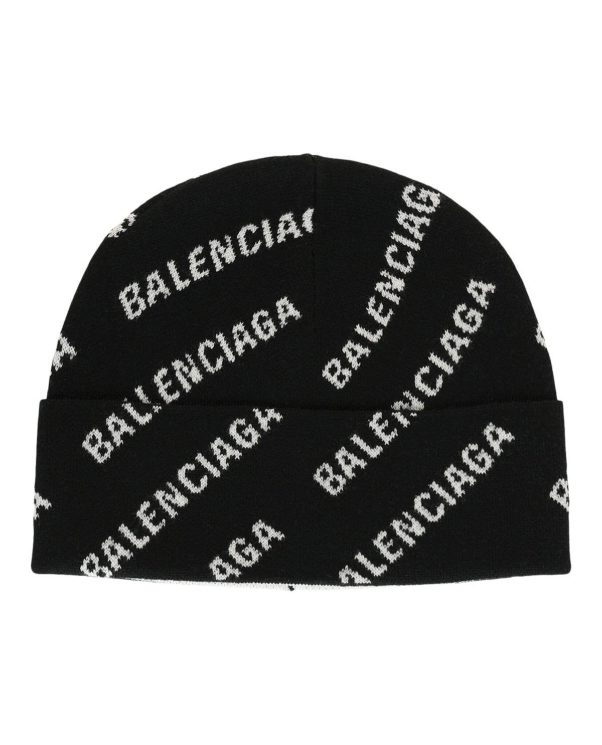 Balenciaga Womens Allover Mini Logo Knit Beanie