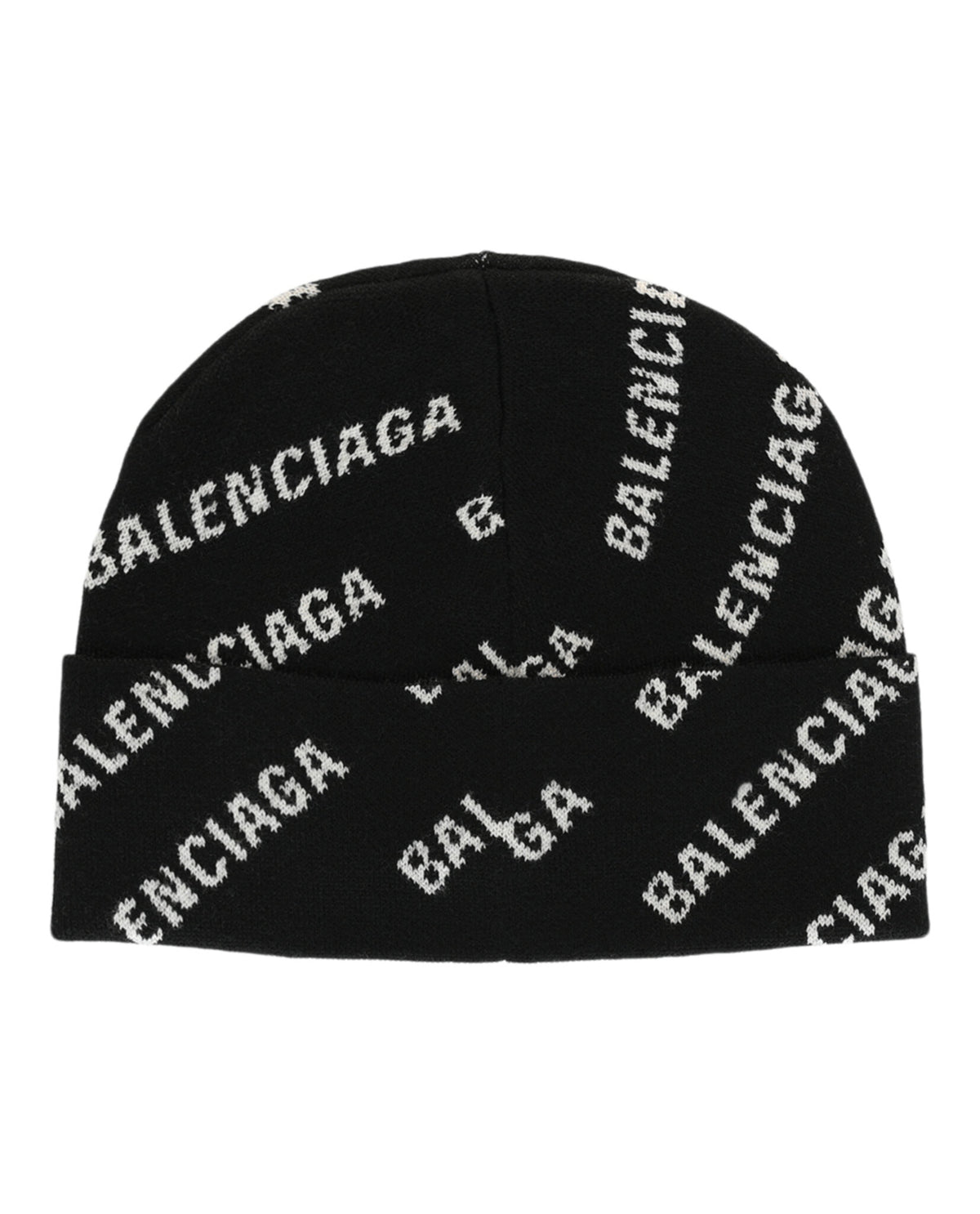 Balenciaga Womens Allover Mini Logo Knit Beanie