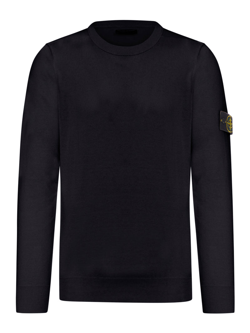 Stone Island Men Stone Island Crew Neck Sweater With Badge Black