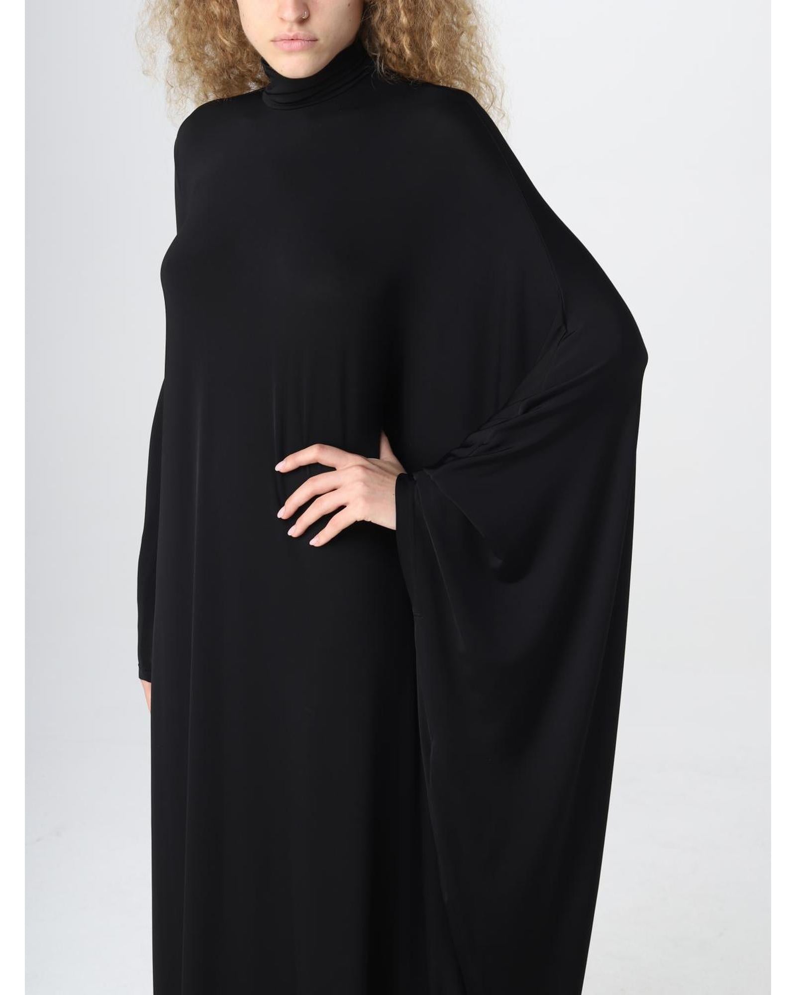 Balenciaga Long Sleeve Jersey Maxi Dress Women Black Dresses