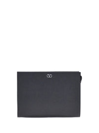 Valentino Garavani Men Vlogo Signature Grained Calfskin Pouch