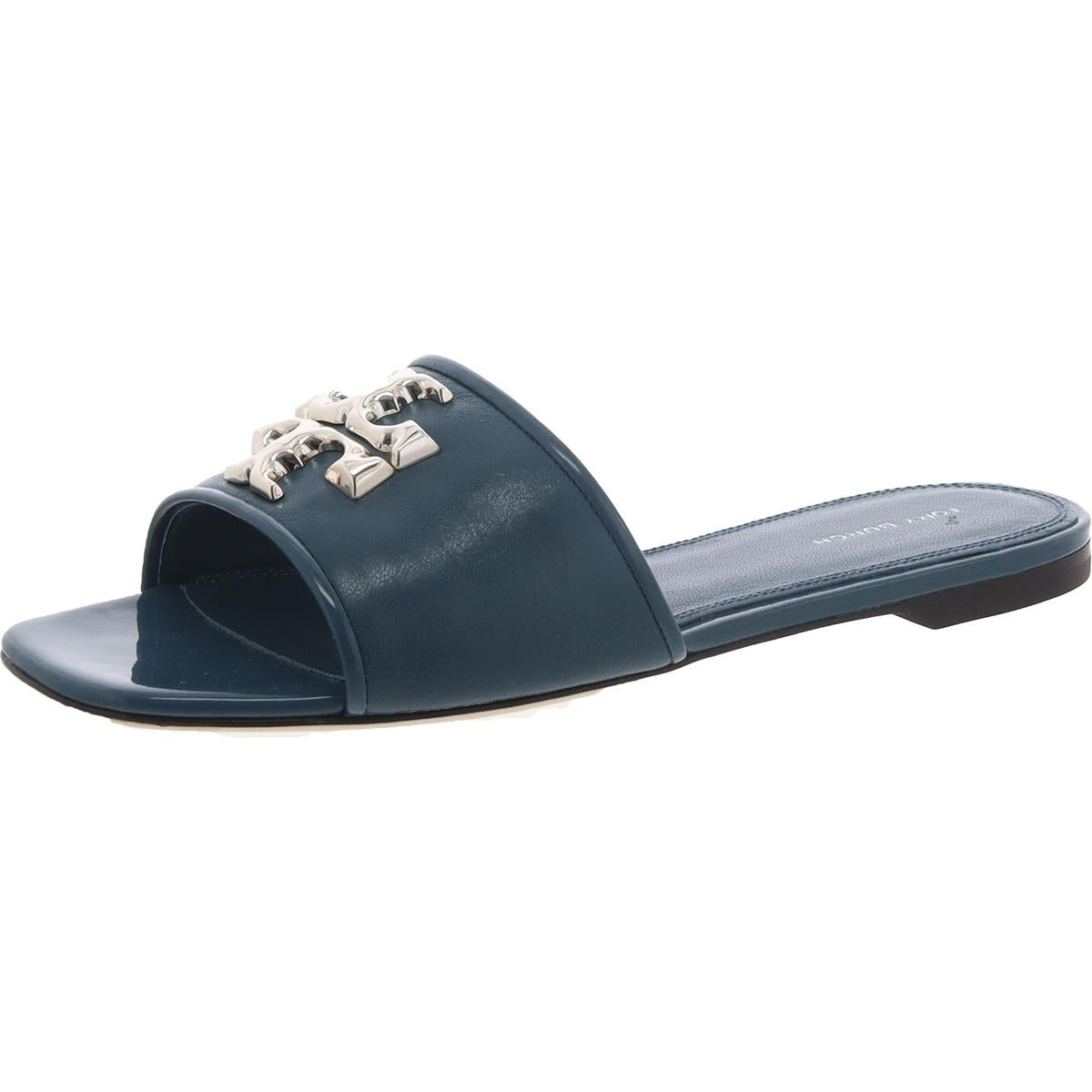 Eleanor Womens Leather Embellished Slide Sandals