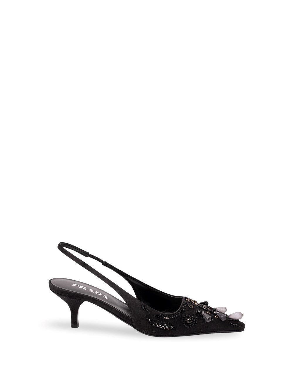 Prada Women Embroidered Satin Slingback Pumps