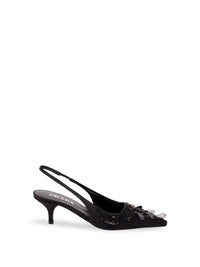 Prada Women Embroidered Satin Slingback Pumps