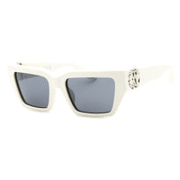 Roberto Cavalli Sunglasses Rectangle Full Rim, White Frame and Blue Grey Lens SRC016M847X