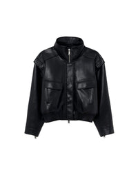 Self-Portrait Women Faux Leather Bomber Jacket