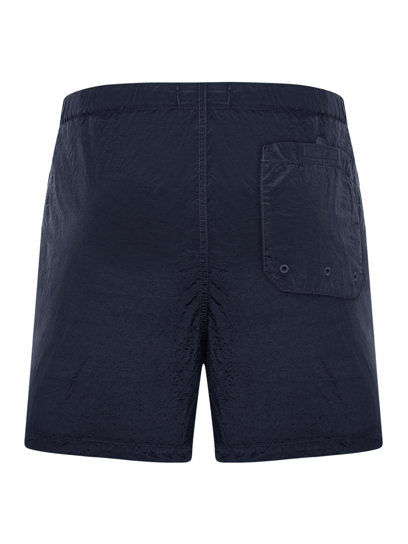Stone Island Men Navy Blue Compass Logo Swimsuit
