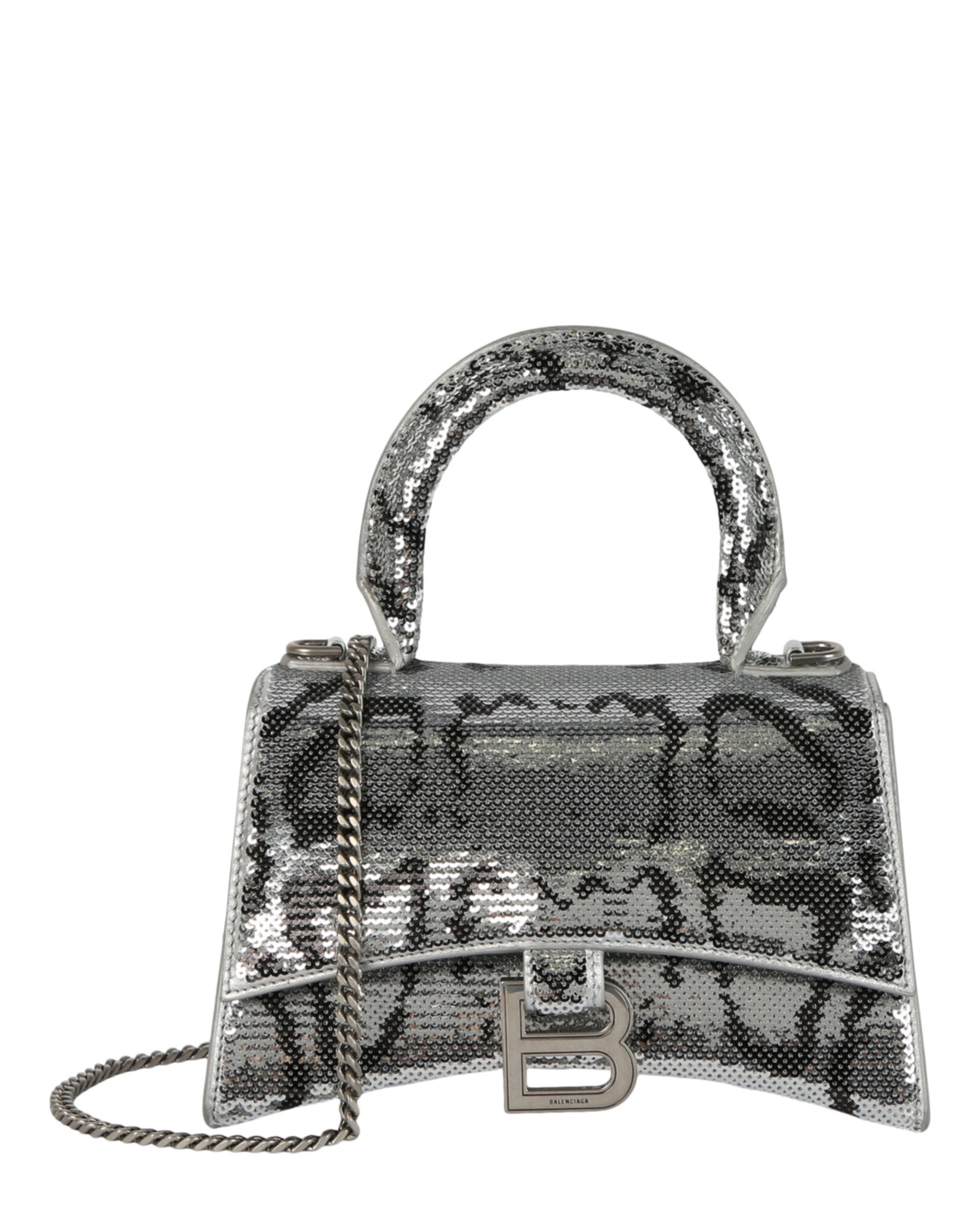 Balenciaga Balenciaga Womens Hourglass XS Handbag with Chain And Sequins