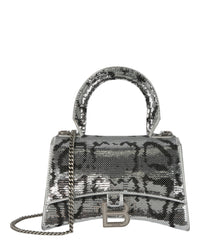 Balenciaga Balenciaga Womens Hourglass XS Handbag with Chain And Sequins