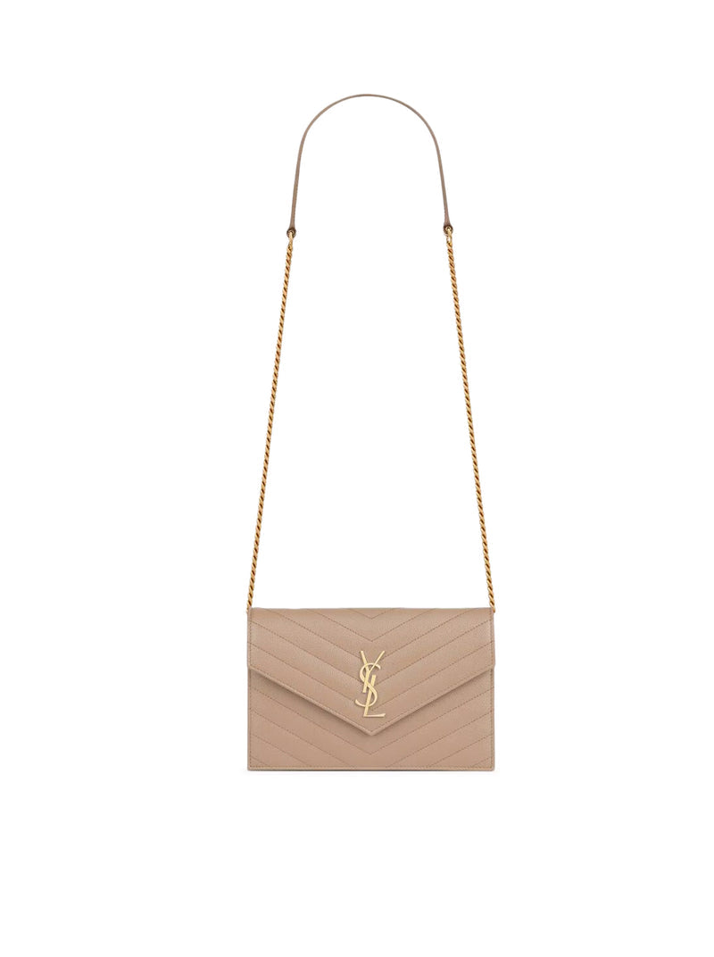 Saint Laurent Saint Laurent Women Classic Cassandre Chain Envelope Clutch In Grain De Poudre Leather