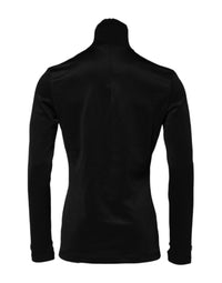 Dolce & Gabbana Black Polyester Turtleneck Pullover Men's Sweater