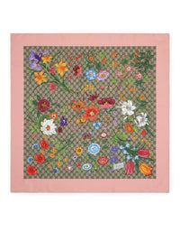 Gucci Women Silk Twill Scarf With Flora Print