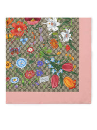 Gucci Women Silk Twill Scarf With Flora Print