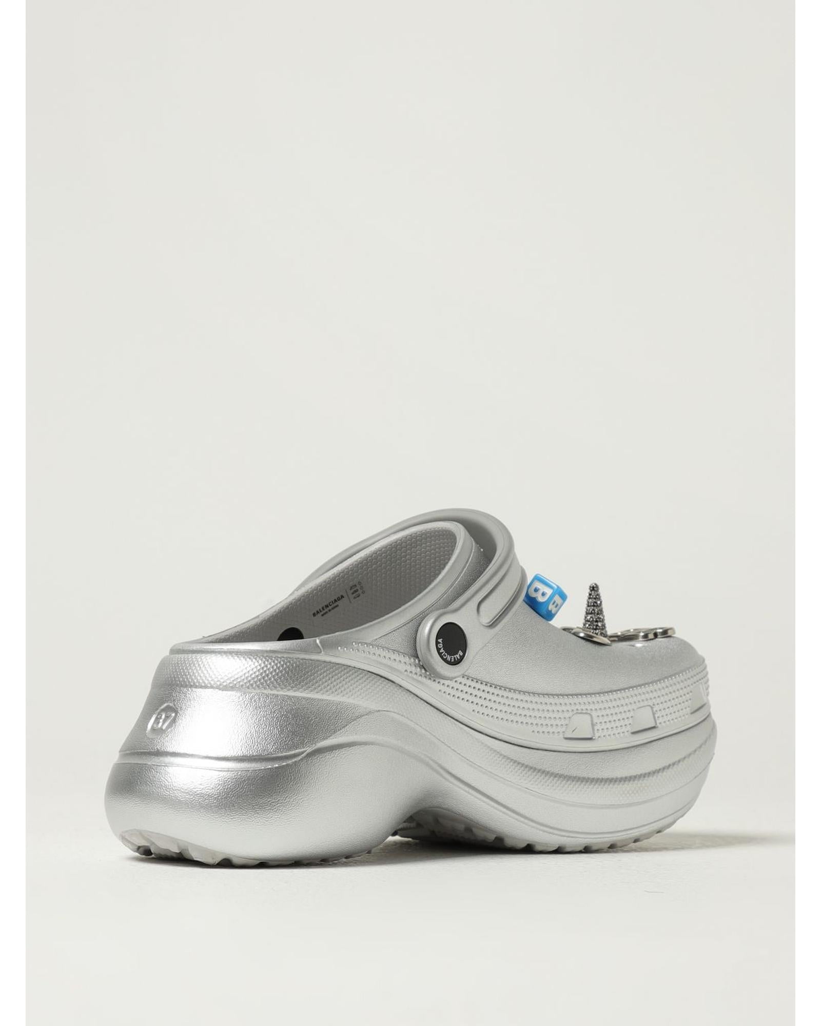 Balenciaga Hard Crocs Platform Clogs Women Silver All Shoes