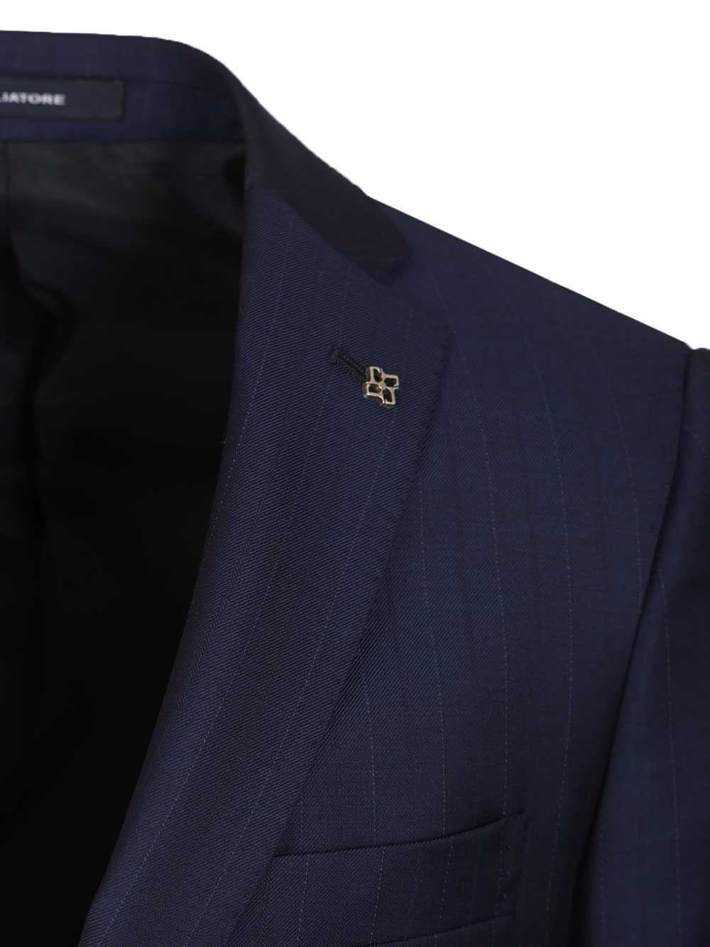 Tagliatore Men Blue Pinstripe Suit