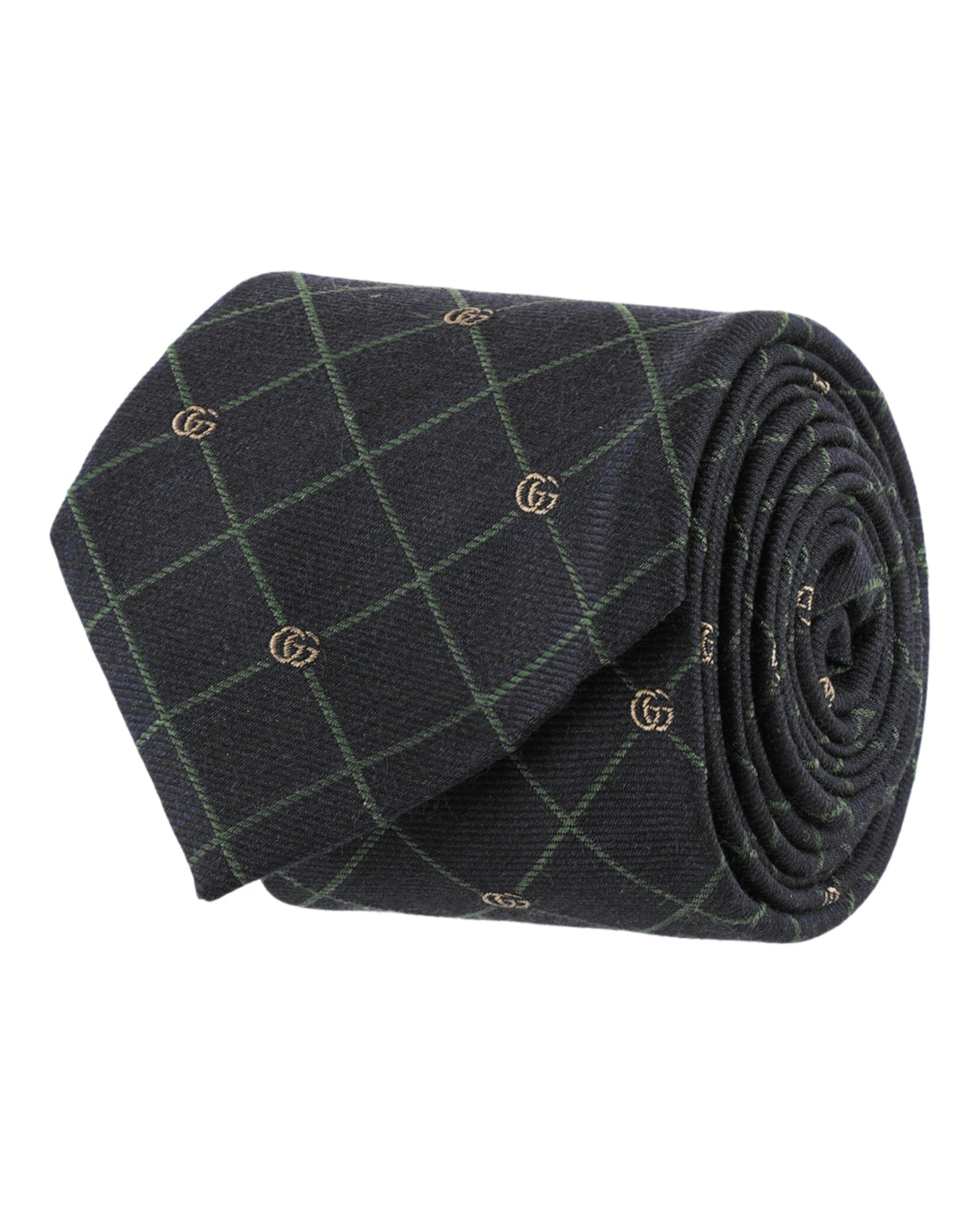 Gucci Mens Double G And Check Silk Jacquard Tie