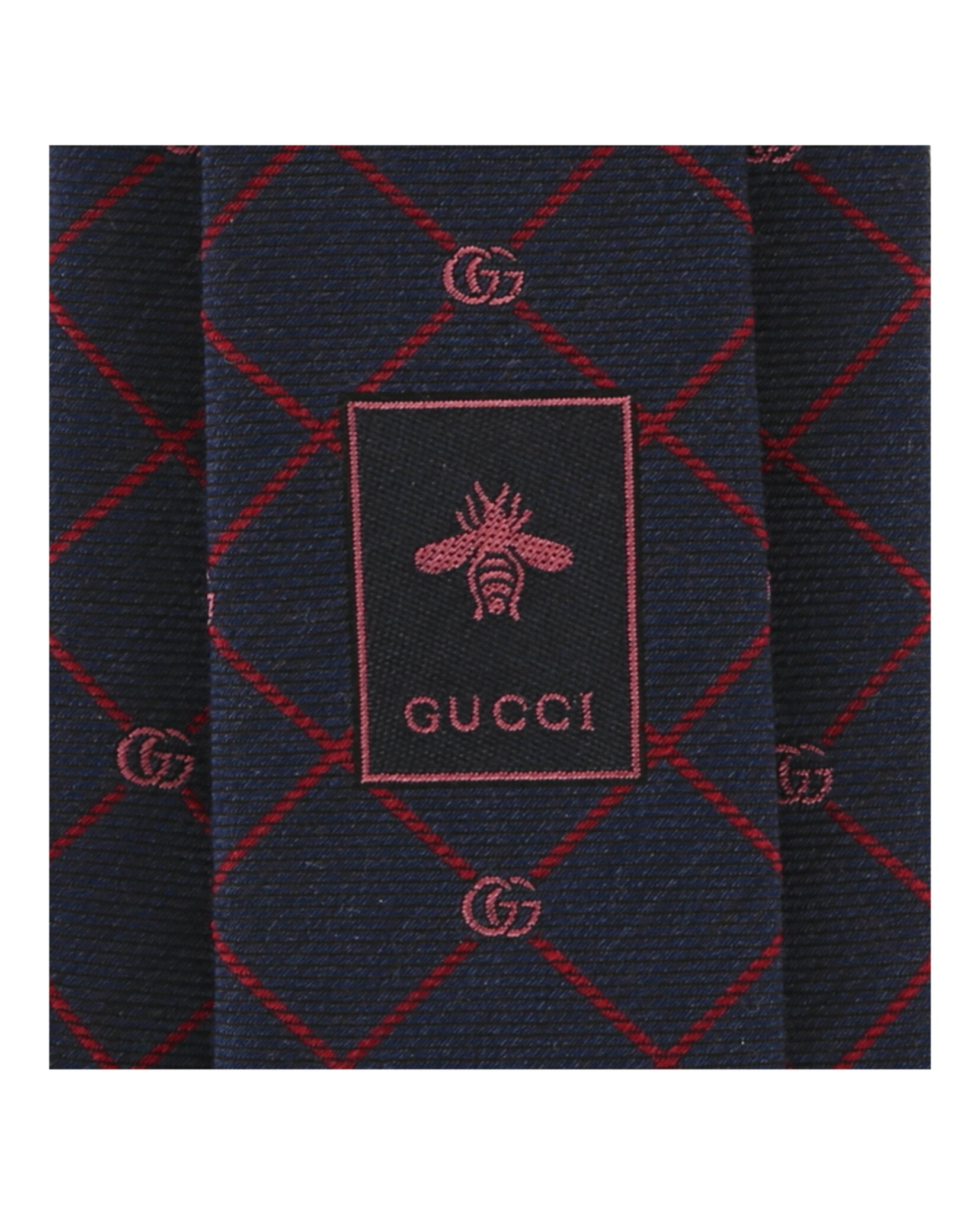Gucci Mens Double G and Check Silk Jacquard Tie