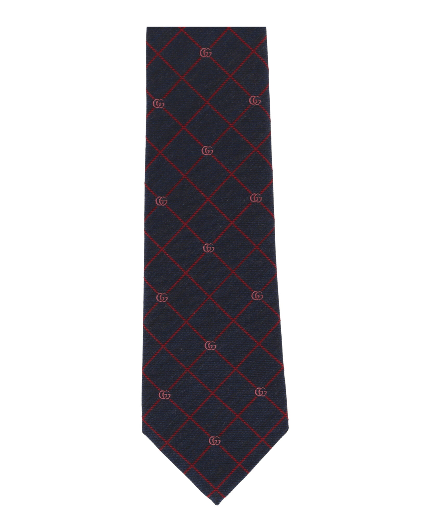 Gucci Mens Double G and Check Silk Jacquard Tie