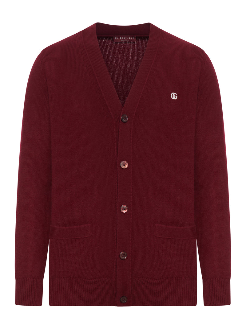 Gucci Men Cashmere Cardigan With Logo On The Chest