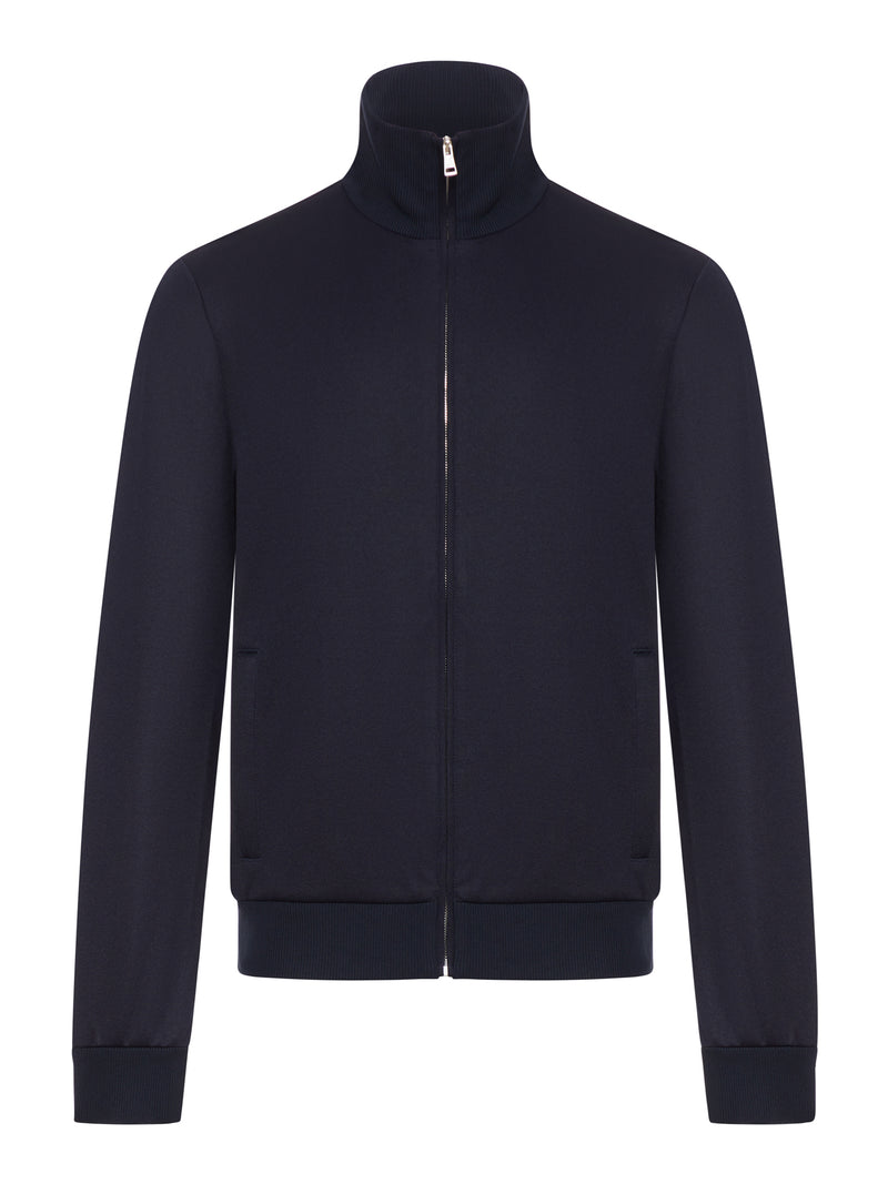 Gucci Men Technical Jersey Jacket With Zip And Web Tape