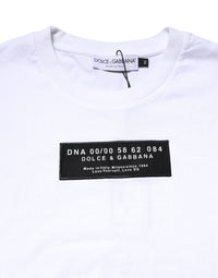 Dolce & Gabbana White Cotton Logo Patch Crew Neck Men's T-shirt