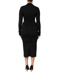 Dolce & Gabbana Black Long Sleeves Sheath Midi Women's Dress