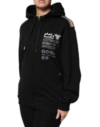 Dolce & Gabbana Dolce & Gabbana Black Logo Hooded Full Zip Sweatshirt Women's Jacket