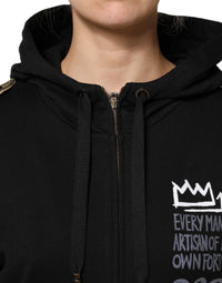 Dolce & Gabbana Dolce & Gabbana Black Logo Hooded Full Zip Sweatshirt Women's Jacket