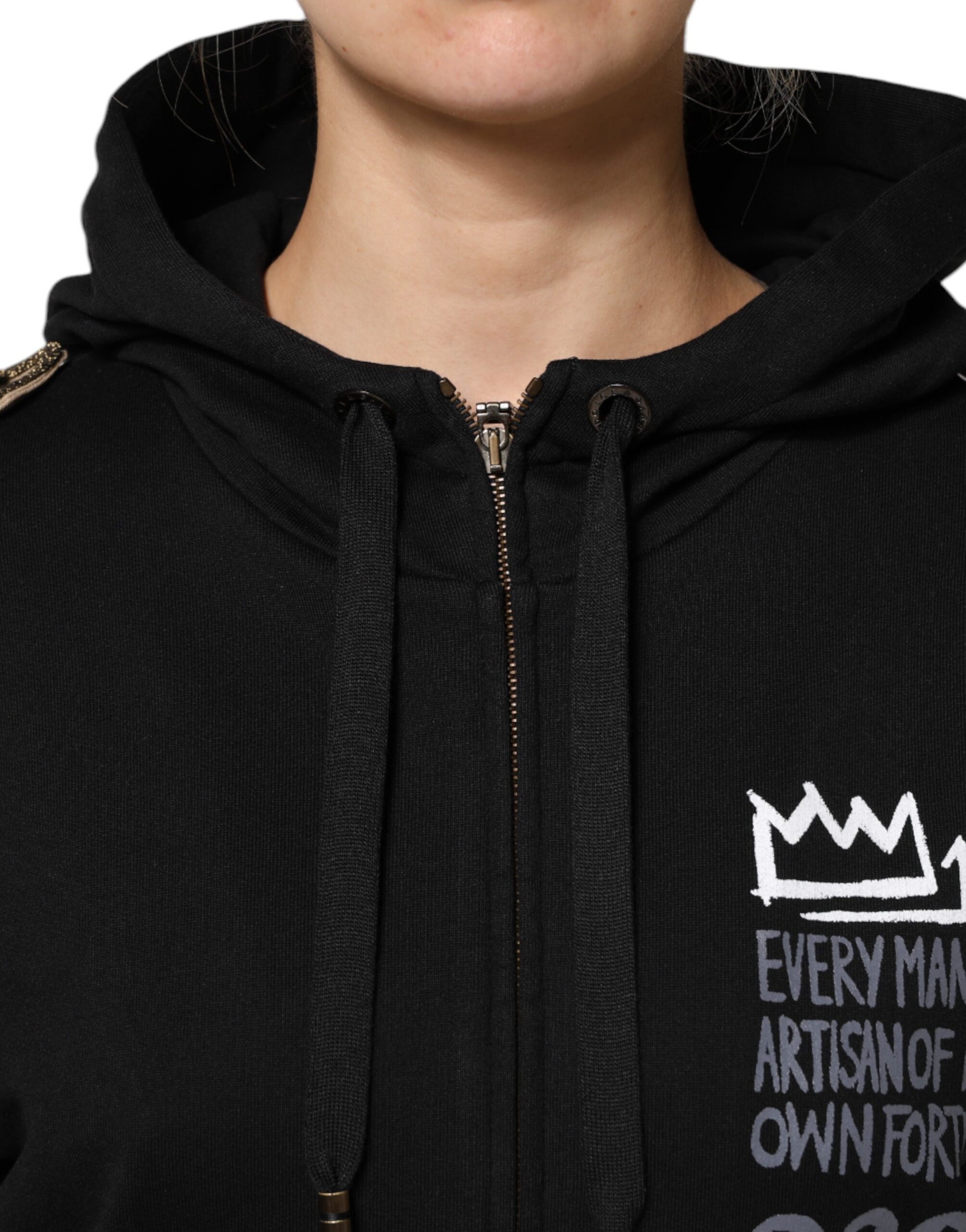 Dolce & Gabbana Dolce & Gabbana Black Logo Hooded Full Zip Sweatshirt Women's Jacket