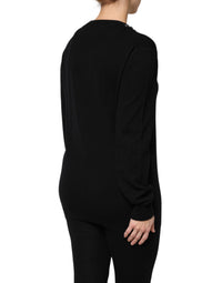 Dolce & Gabbana Black Cashmere Crystal Embellished Women's Sweater