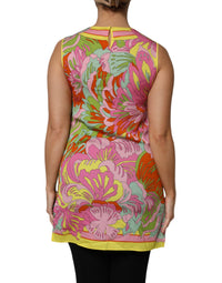 Dolce & Gabbana Multicolor Floral Roundneck Sleeveless Women's Top