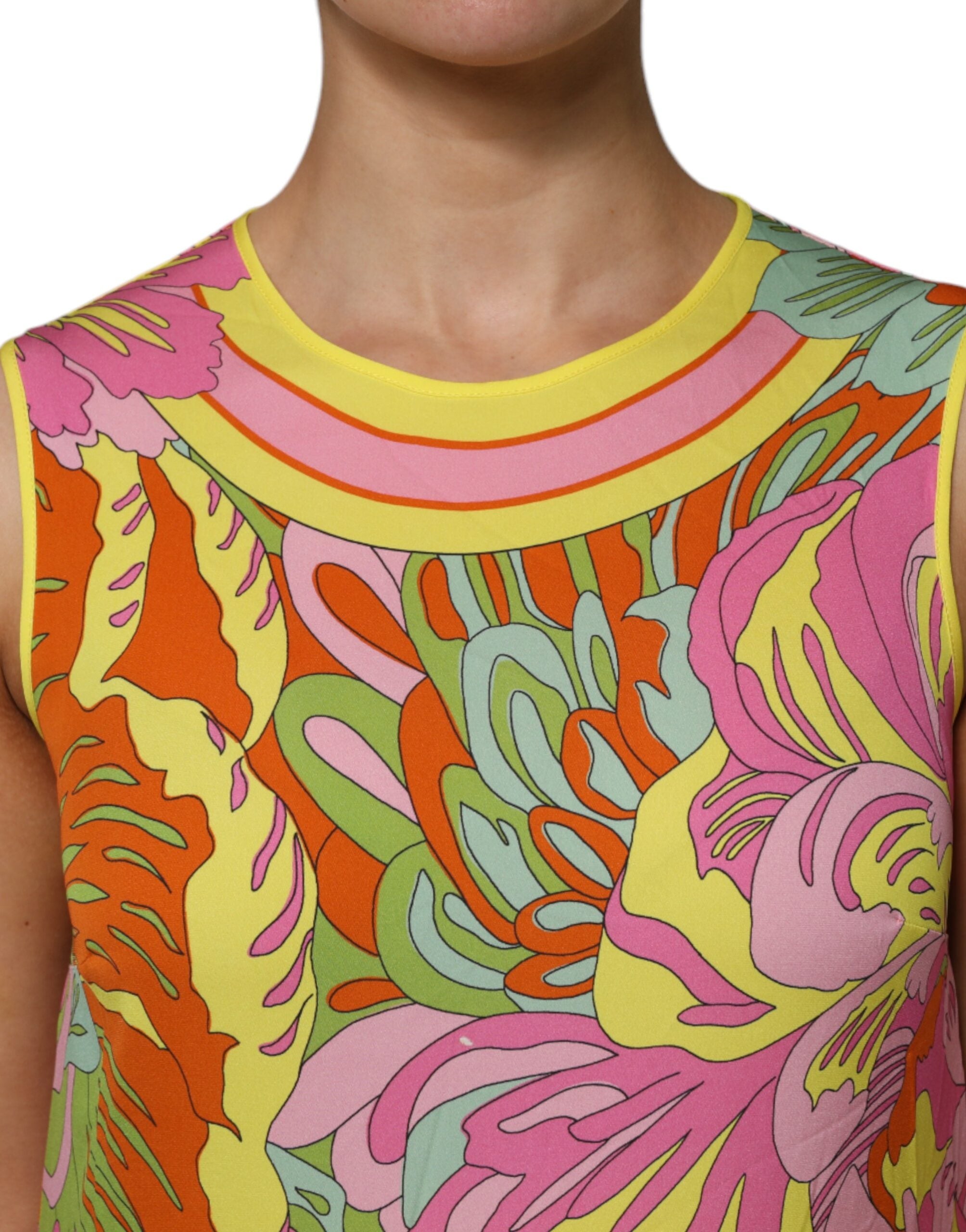 Dolce & Gabbana Multicolor Floral Roundneck Sleeveless Women's Top