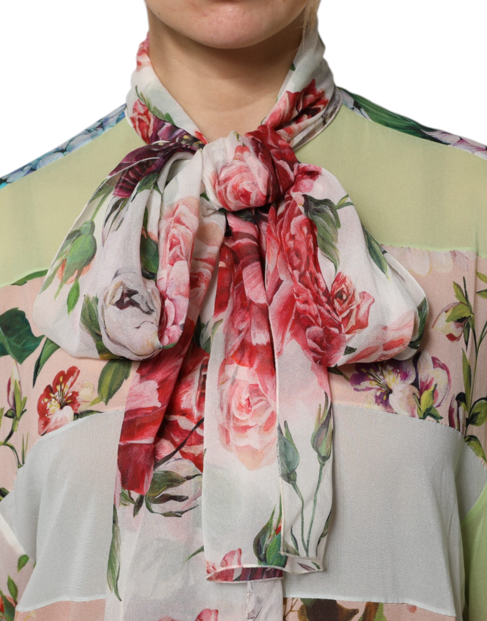 Dolce & Gabbana Multicolor Floral Patchwork Long Sleeves Women's Top