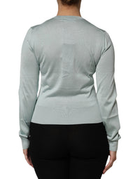 Dolce & Gabbana Light Green Silk Button Down Cardigan Women's Sweater