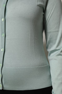 Dolce & Gabbana Light Green Silk Button Down Cardigan Women's Sweater