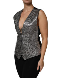 Dolce & Gabbana Dolce & Gabbana Silver Floral Jacquard Sleeveless Vest Women's Top