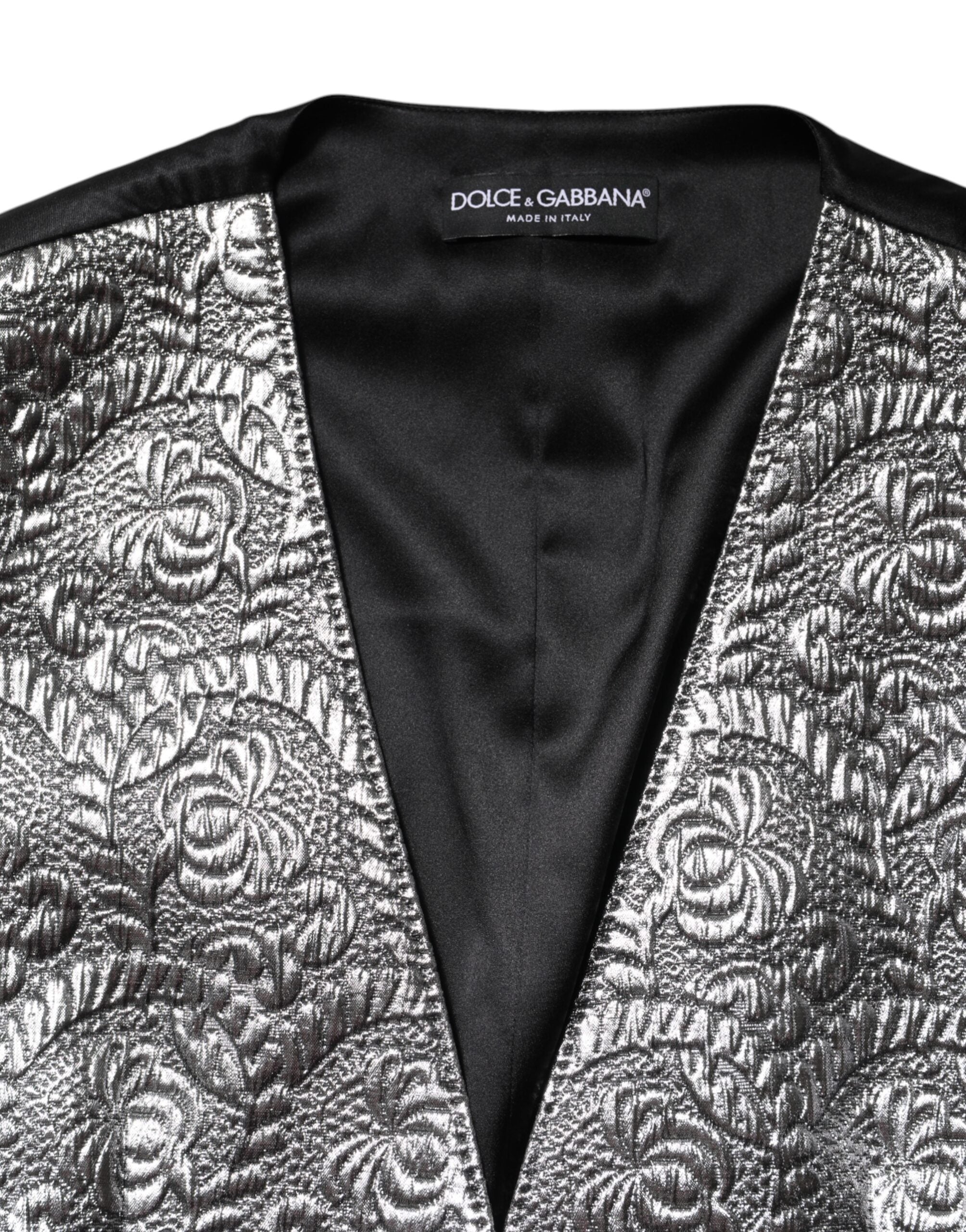 Dolce & Gabbana Dolce & Gabbana Silver Floral Jacquard Sleeveless Vest Women's Top